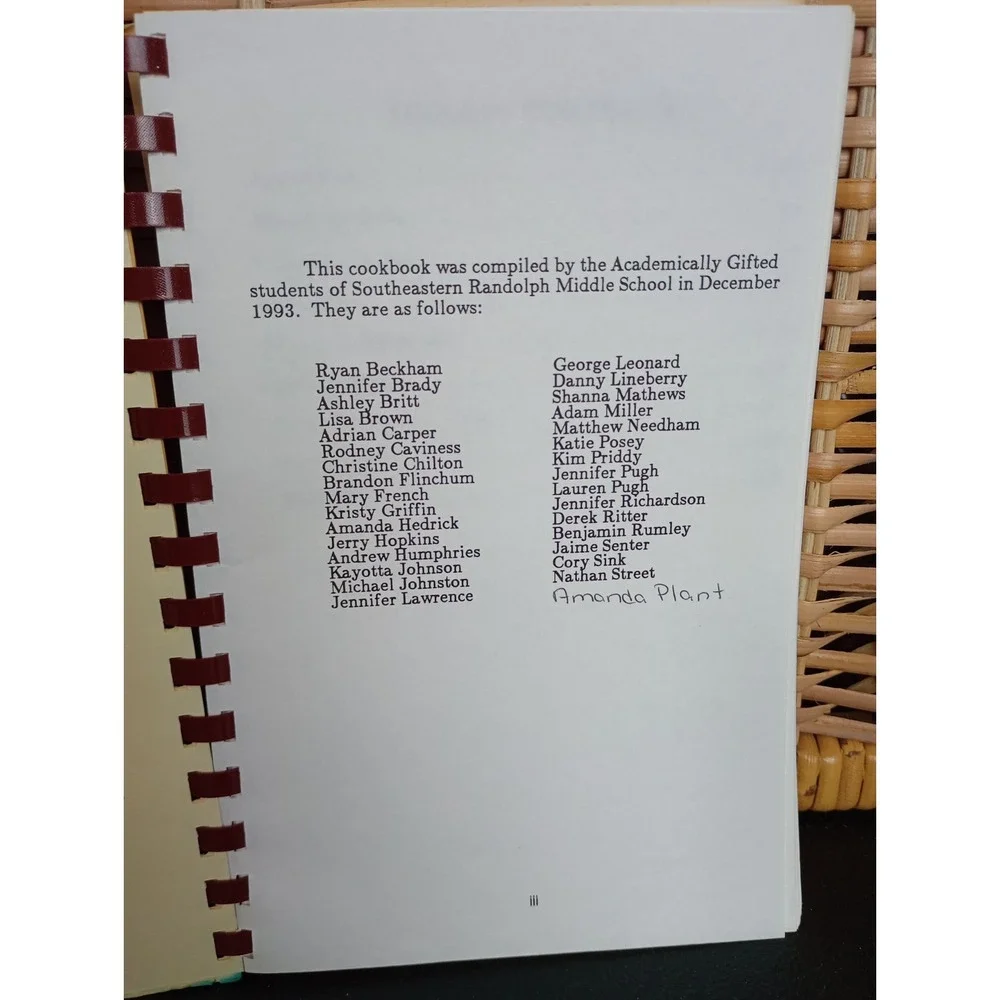 Cookbook Ramseur, NC Seminole Selections‎ SE Randolph Middle School 1993